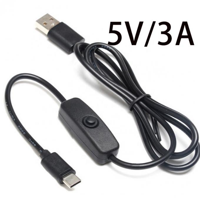 1m 5V 3A cavo di alimentazione del caricabatterie USB tipo C con interruttore ON OFF per Raspberry Pi 1