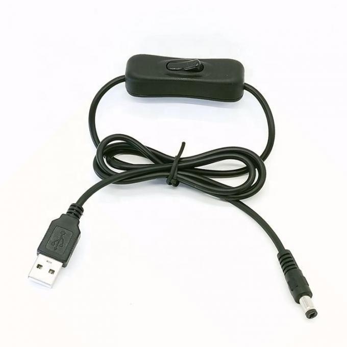 Cavo di estensione del caricabatterie da 1m 5V USB a DC 5.5x2.1mm con interruttore ON OFF per led 0