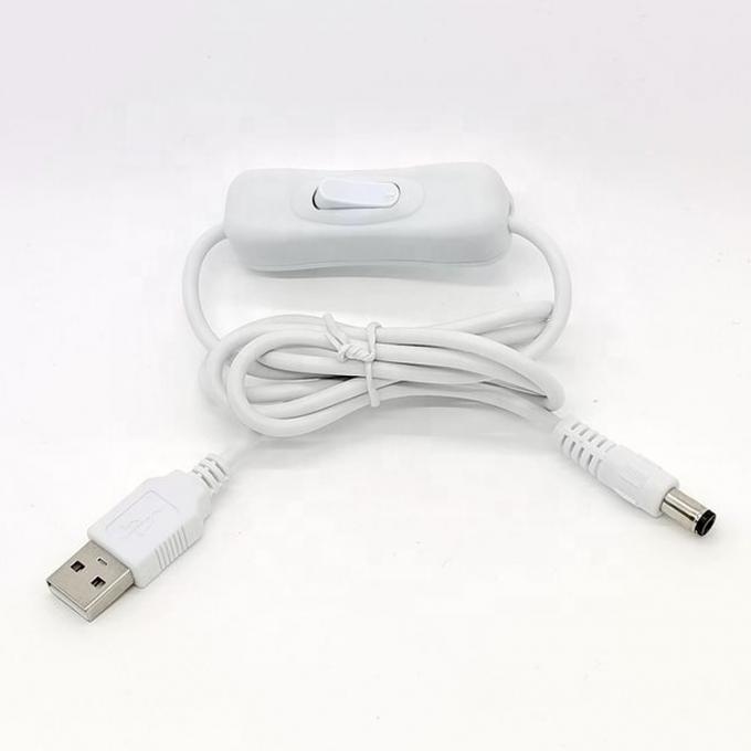 Cavo di estensione del caricabatterie da 1m 5V USB a DC 5.5x2.1mm con interruttore ON OFF per led 5