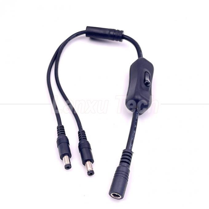 12v Splitter 1 femmina a 2 maschi Pioggia CC 5.5x2.1mm on off Cavo del cavo di commutazione per la luce della lampada LED 1