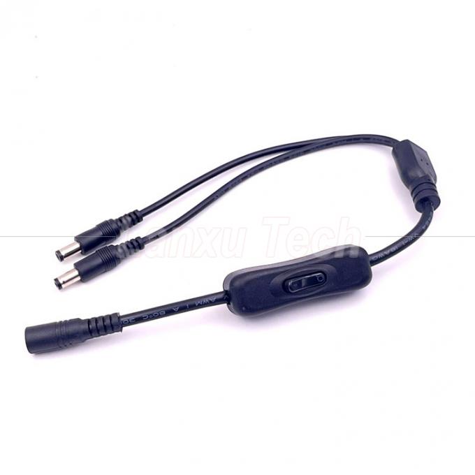 12v Splitter 1 femmina a 2 maschi Pioggia CC 5.5x2.1mm on off Cavo del cavo di commutazione per la luce della lampada LED 5