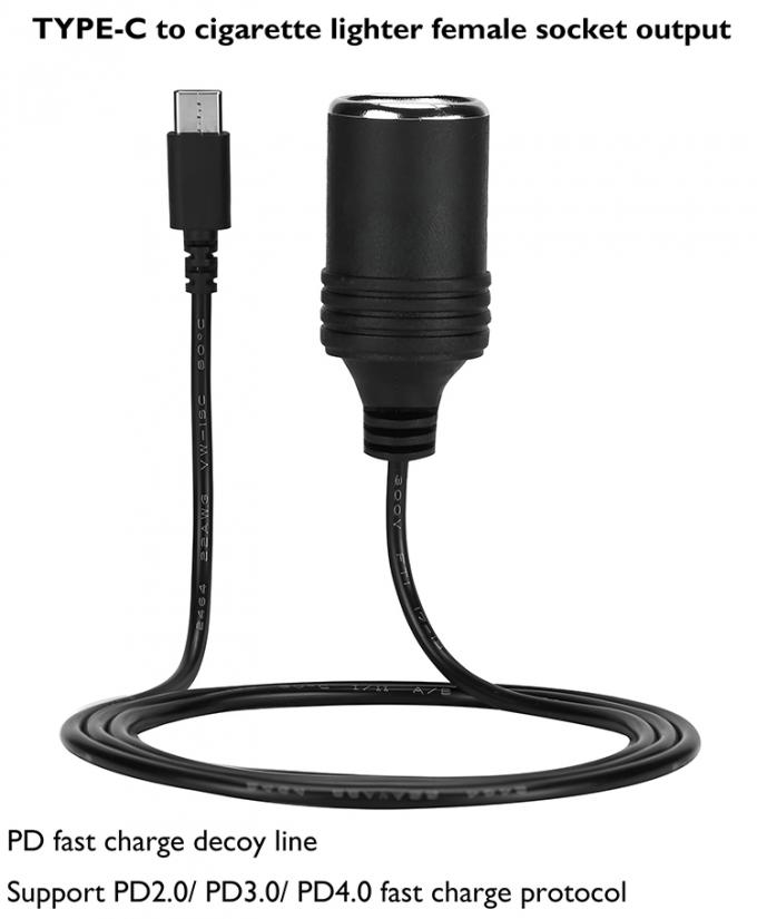 PD carica 12v uscita USB tipo C maschio all' accenditore di sigarette femmina presa di presa cablo adattatore di alimentazione per auto 3