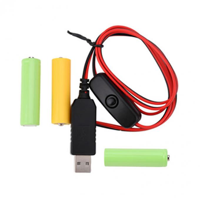 1.5v 3v 4.5v 6v LR6 AA LR03 AAA Eliminatore della batteria Sostituire USB Switch ON OFF Cable di caricabatterie per giocattoli elettronici a luce LED 3