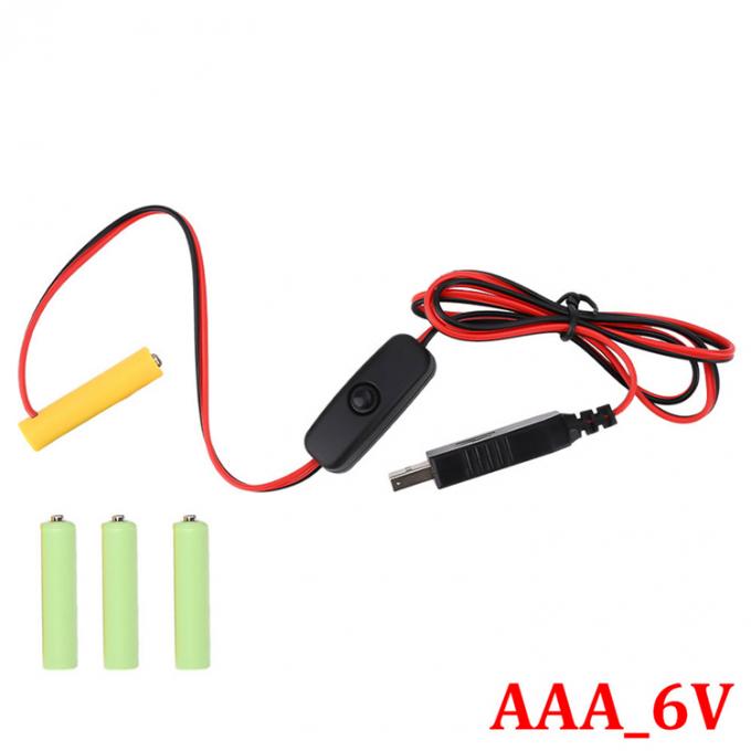 1.5v 3v 4.5v 6v LR6 AA LR03 AAA Eliminatore della batteria Sostituire USB Switch ON OFF Cable di caricabatterie per giocattoli elettronici a luce LED 2