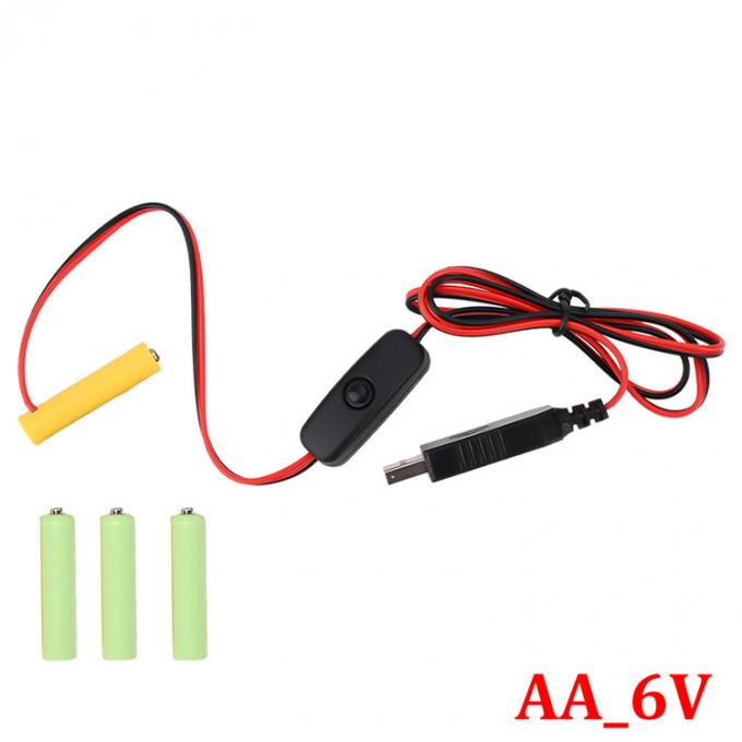 1.5v 3v 4.5v 6v LR6 AA LR03 AAA Eliminatore della batteria Sostituire USB Switch ON OFF Cable di caricabatterie per giocattoli elettronici a luce LED 5