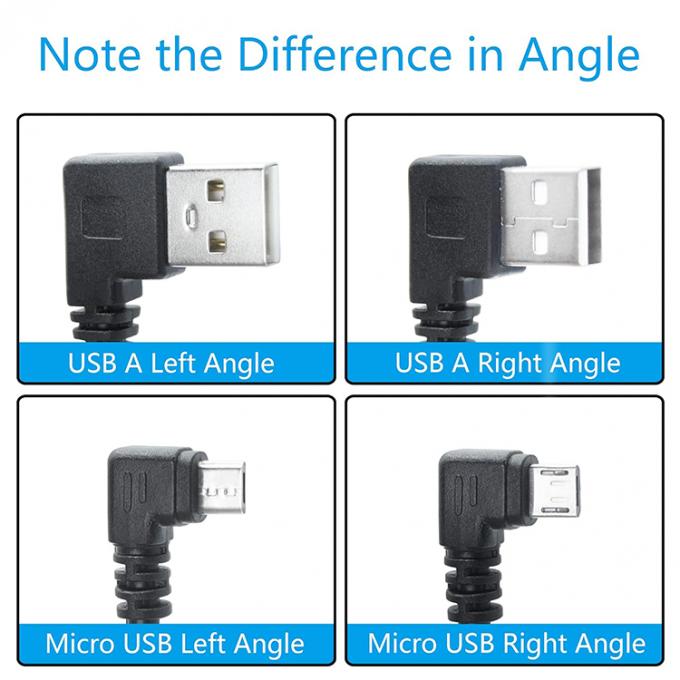 Angolo USB a L forma sinistra destra angolo 90 gradi Micro V8 estensione del cavo di carica dati 2