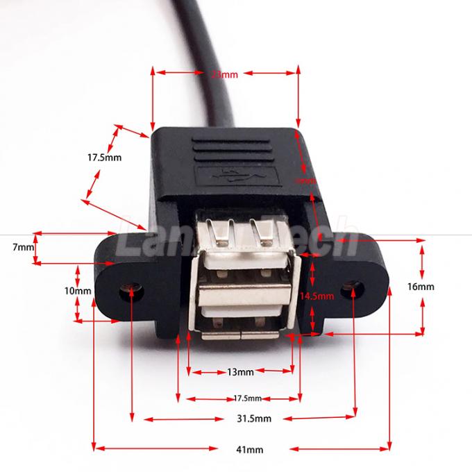 Dual USB Tipo A 2 porte pannello di montaggio USB a Dupont 9 Pin Header connettore cavo 2