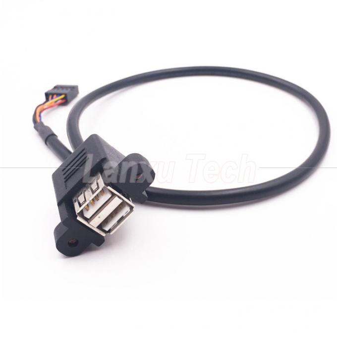 Dual USB Tipo A 2 porte pannello di montaggio USB a Dupont 9 Pin Header connettore cavo 6