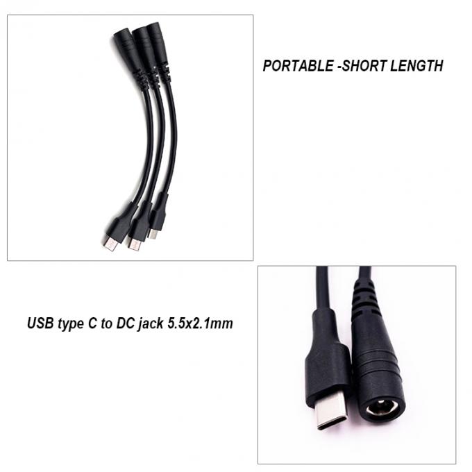 Cavo di estensione del caricabatterie da 5V USB di tipo C a CC da 5,5x2,1 mm per ventole di lampadina da scrivania a LED 1