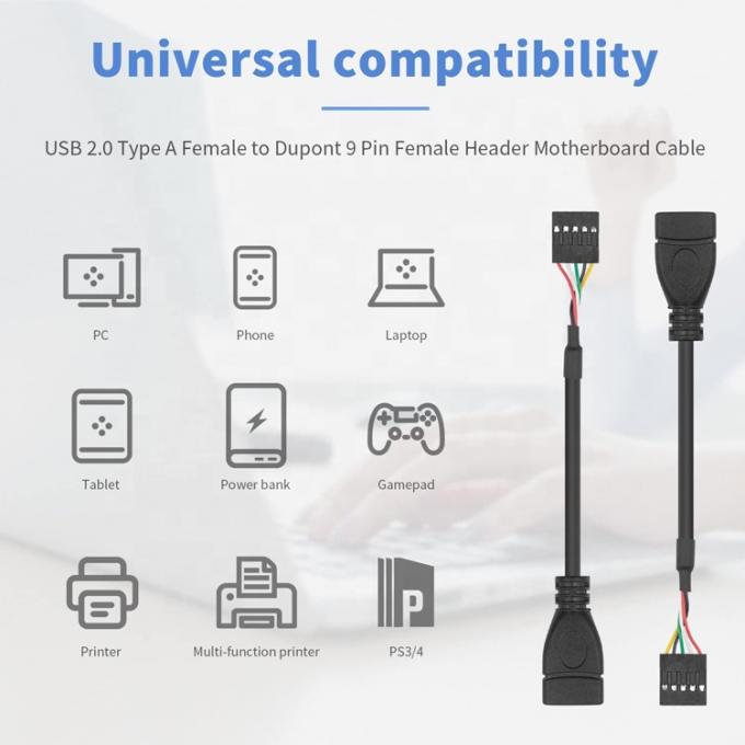 USB Tipo A Femminile a 9 pin Dupont Femminile Header Motherboard Adapter Cable 4