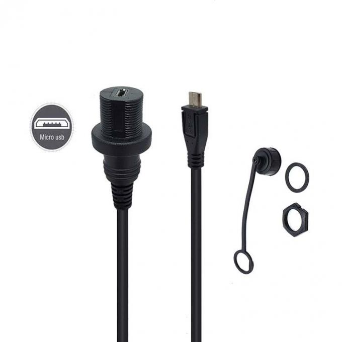 Mini USB Maschio a Micro USB Femminile cavo di estensione impermeabile con pannello di montaggio a scarico per auto camion barca computer moto 0