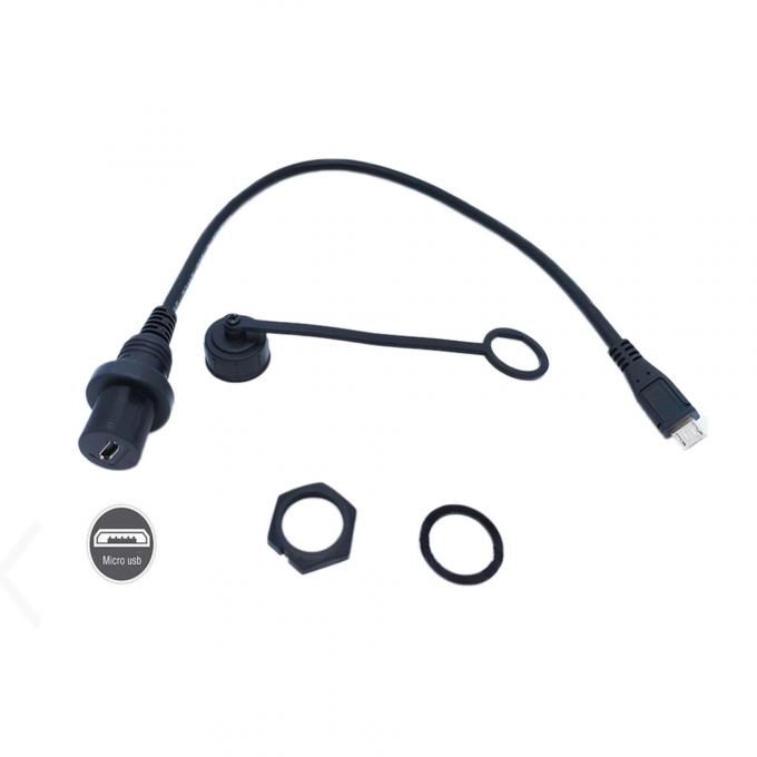 Mini USB Maschio a Micro USB Femminile cavo di estensione impermeabile con pannello di montaggio a scarico per auto camion barca computer moto 2