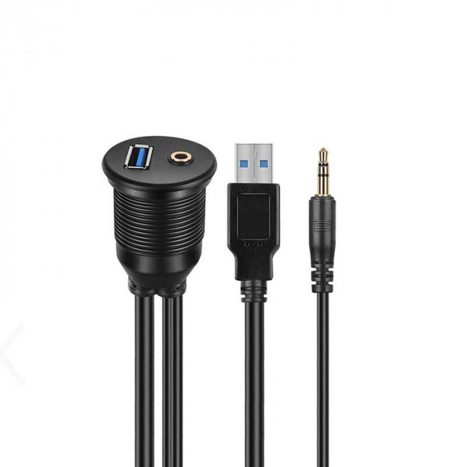 USB 3.0 AUX DC 3.5 Cavo di estensione impermeabile da maschio a femmina con pannello di montaggio a scarico per auto camion barca computer moto 1