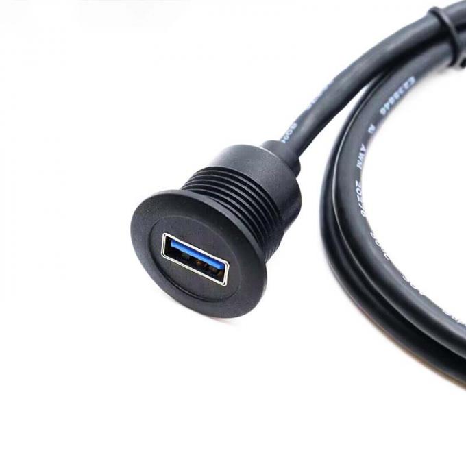 Cable di estensione impermeabile da maschio a femmina USB 3.0 a testa corta con pannello di montaggio a scarico per auto camion barca computer moto 0