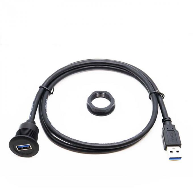 Cable di estensione impermeabile da maschio a femmina USB 3.0 a testa corta con pannello di montaggio a scarico per auto camion barca computer moto 1