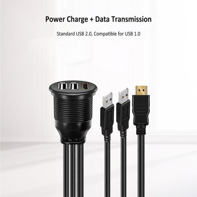 3 porte USB 2.0 maschio a USB 2.0 femmina cavo di estensione impermeabile con pannello di montaggio a scarico per auto camion barca computer motociclo 4