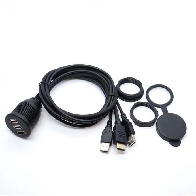 3 porte USB 2.0 maschio a USB 2.0 femmina cavo di estensione impermeabile con pannello di montaggio a scarico per auto camion barca computer motociclo 3