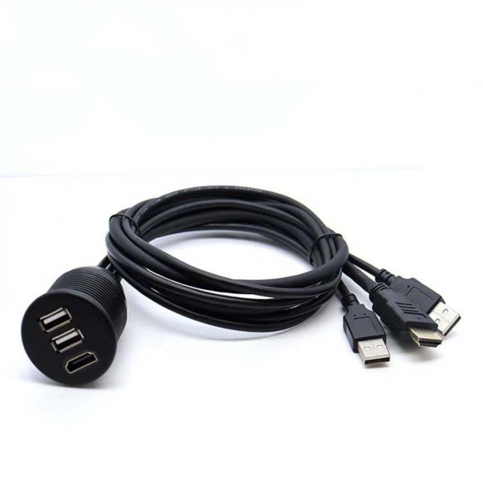 3 porte USB 2.0 maschio a USB 2.0 femmina cavo di estensione impermeabile con pannello di montaggio a scarico per auto camion barca computer motociclo 2