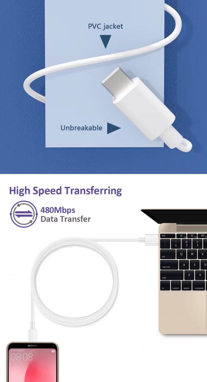 Cable di ricarica veloce da USB a tipo C per Huawei Android Phone 6