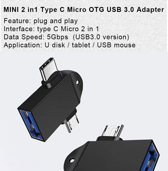 2 in 1 USB3.0 a Micro B Tipo C Converter USB OTG Adapter per Android Phone U Disk Mouse 0