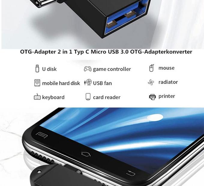 2 in 1 USB3.0 a Micro B Tipo C Converter USB OTG Adapter per Android Phone U Disk Mouse 2