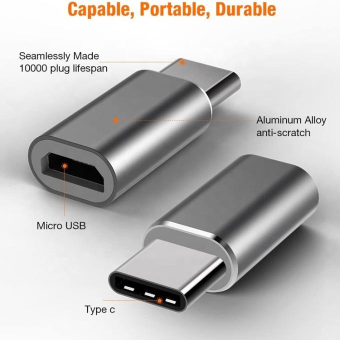 Plug and Play Metal Shell Micro USB Femminile a Tipo C Maschio OTG Converter Adapter 1