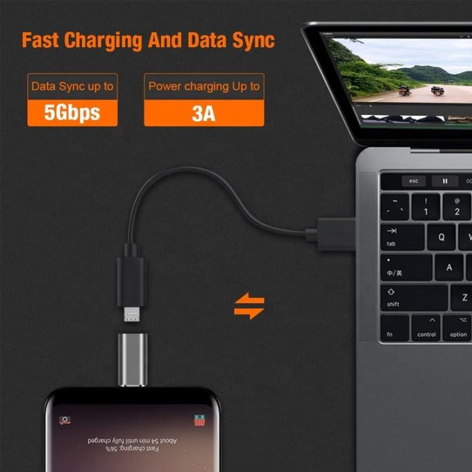 Plug and Play Metal Shell Micro USB Femminile a Tipo C Maschio OTG Converter Adapter 5