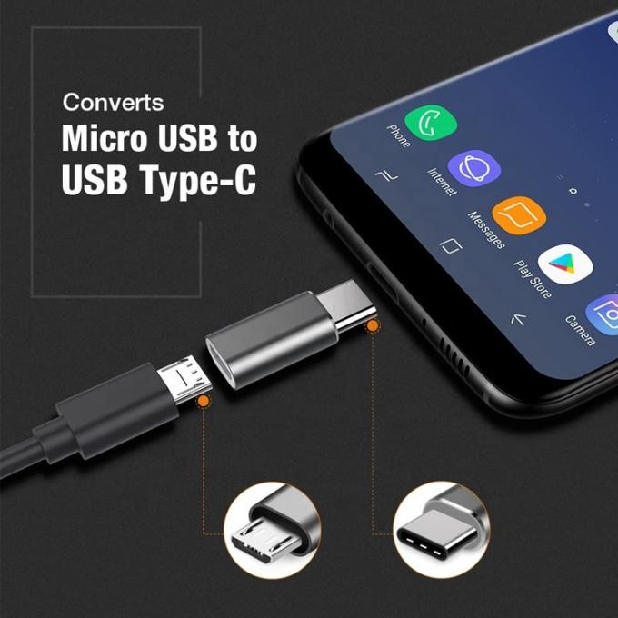 Plug and Play Metal Shell Micro USB Femminile a Tipo C Maschio OTG Converter Adapter 4
