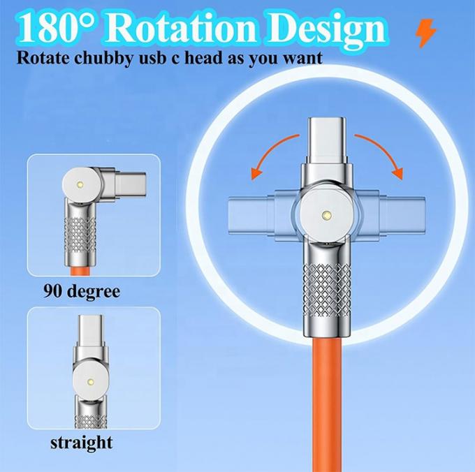 180 gradi di rotazione di ricarica veloce 120w 6A Silicone Micro USB Tipo C Cavo per Android telefono cellulare 1