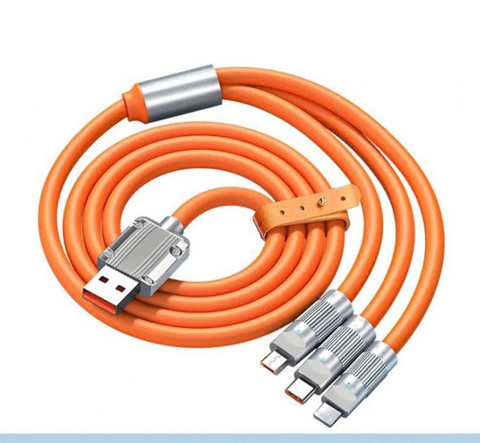 Carica veloce Super 120w 6A Silicone liquido 3 in 1 Multi connettori Micro Tipo C Cable di carica dati USB per telefono cellulare 0