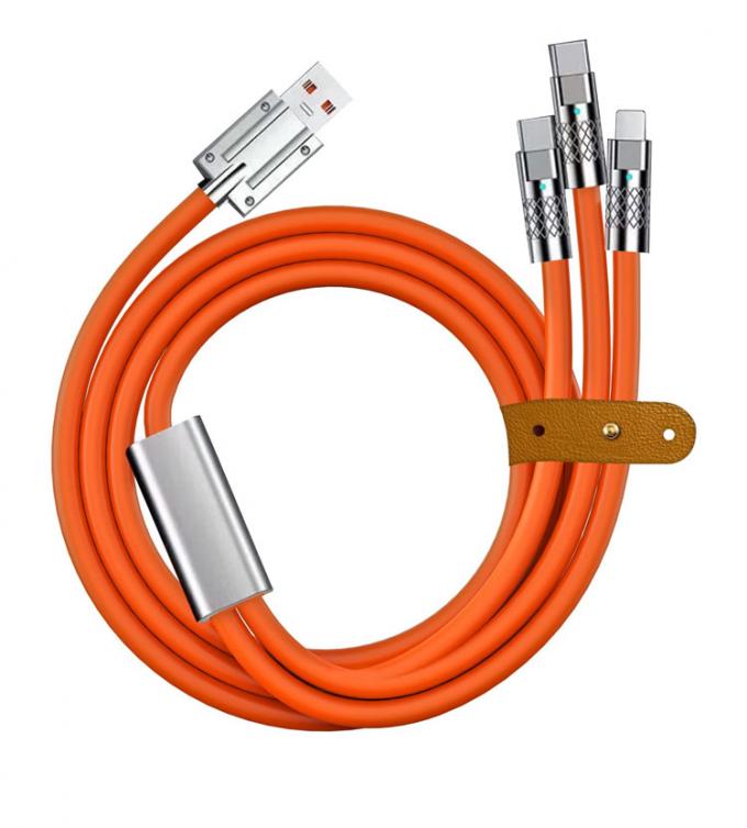 Carica veloce Super 120w 6A Silicone liquido 3 in 1 Multi connettori Micro Tipo C Cable di carica dati USB per telefono cellulare 6