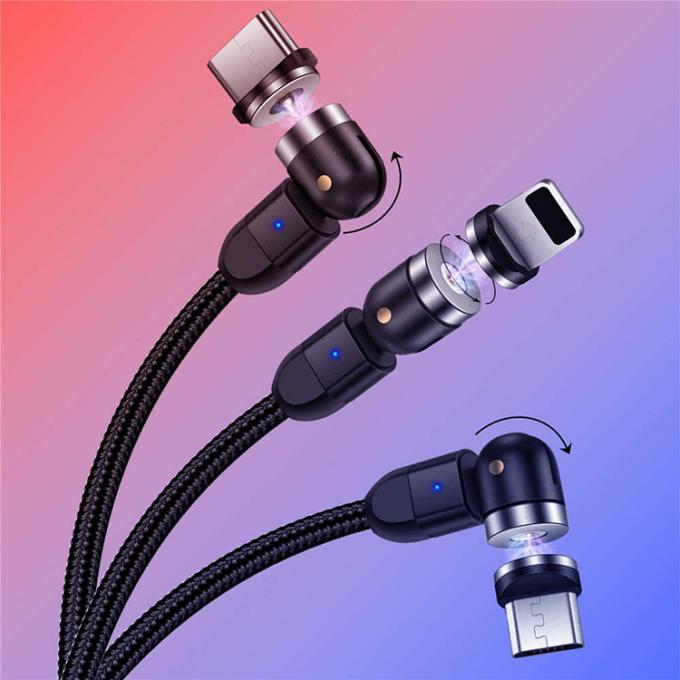 Ricarica rapida accessori telefonici 540 gradi rotazione 3 in 1 Micro Tipo C Cavo di ricarica dati USB magnetico 4