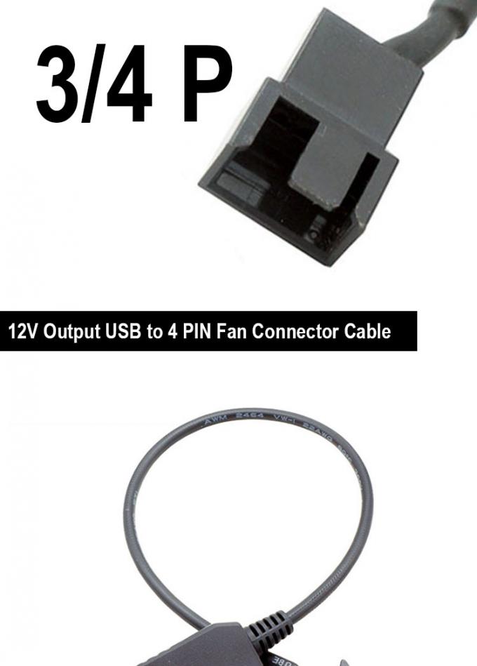 USB da 5V a 12V Voltage Step Up 3 pin e 4 pin PC Cable di adattatore di alimentazione del ventilatore 1