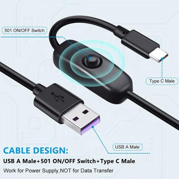 1m 5V 3A cavo di alimentazione del caricabatterie USB tipo C con interruttore ON OFF per Raspberry Pi 3