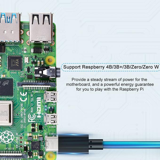 1m 5V 3A cavo di alimentazione del caricabatterie USB tipo C con interruttore ON OFF per Raspberry Pi 7