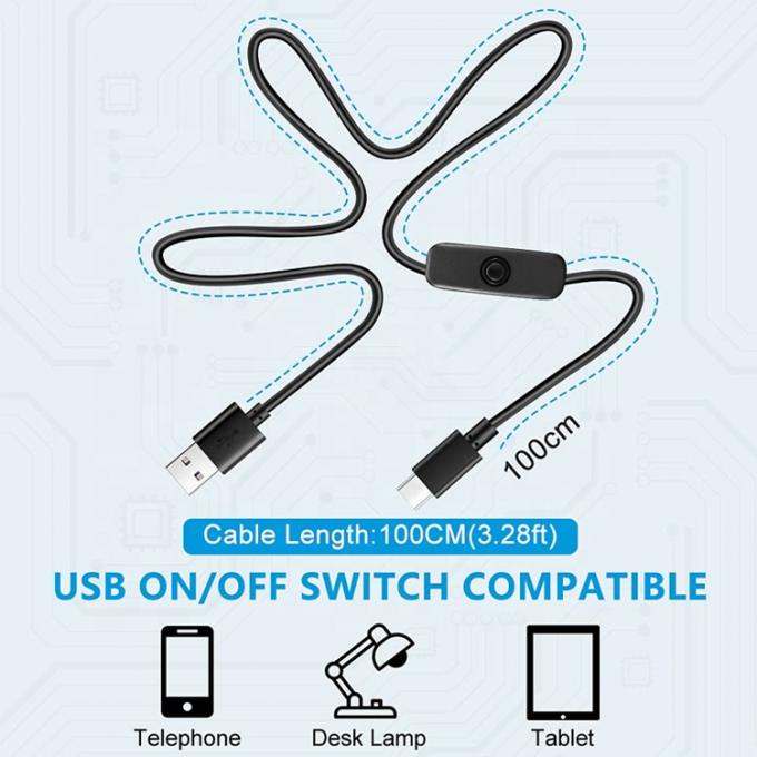 1m 5V 3A cavo di alimentazione del caricabatterie USB tipo C con interruttore ON OFF per Raspberry Pi 5