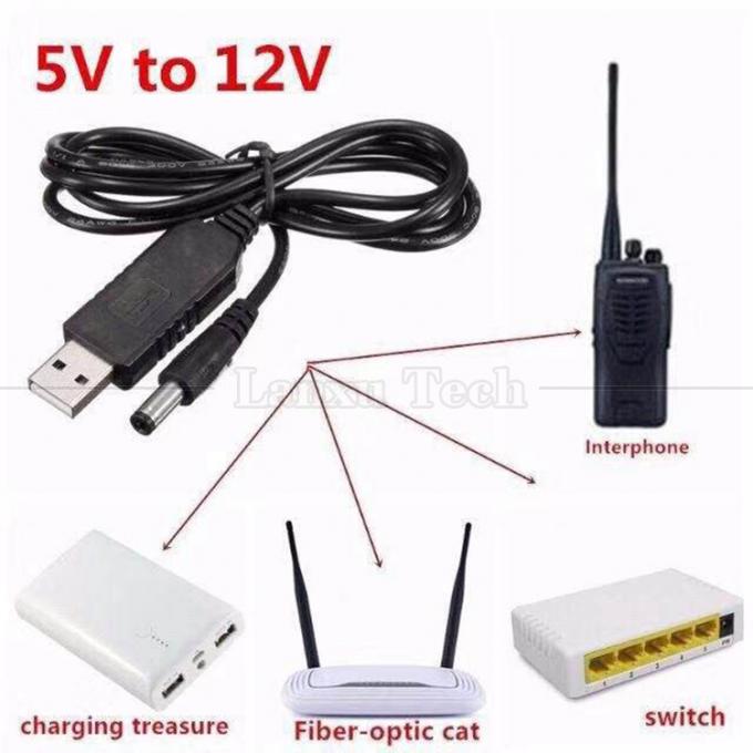 Caricabatterie di alta qualità 5.5x2.1mm DC 5V a 12V Cavo di alimentazione USB per Wifi Router Modem Ventilatore luce LED 10