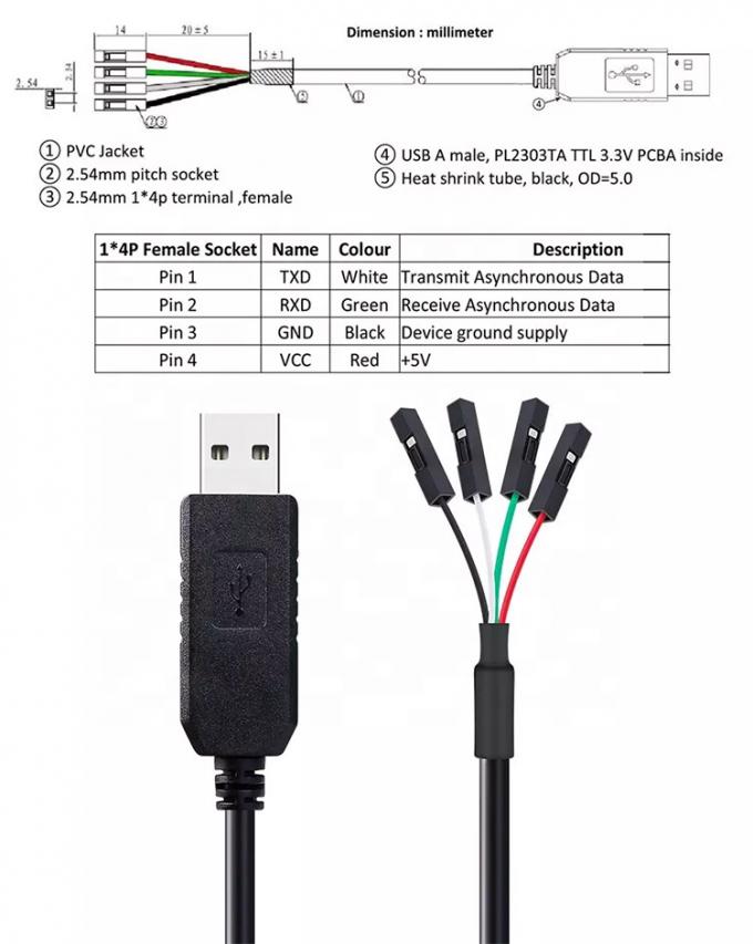 Cable seriale USB da Uart TTL ad alta compatibilità WIN7 10 FTDI FT232 5V 3.3V per Raspberry Pi 0