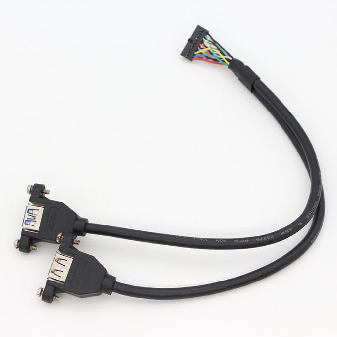 Y Splitter Screw Locking Stud Dual USB 3.0 Tipo A Female Panel Mount Cavo USB con Molex 5