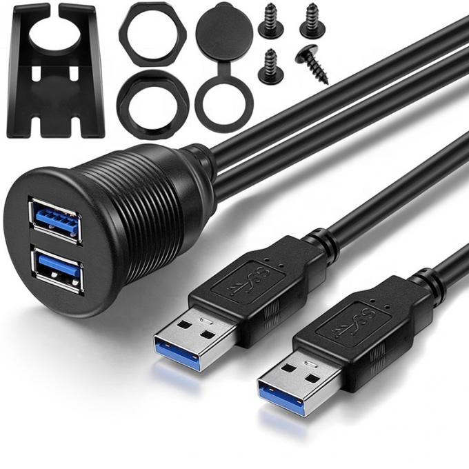 Dispositivo di controllo dell'auto maschio/femmina impermeabile doppio cavo di estensione USB 3.0 per moto 0