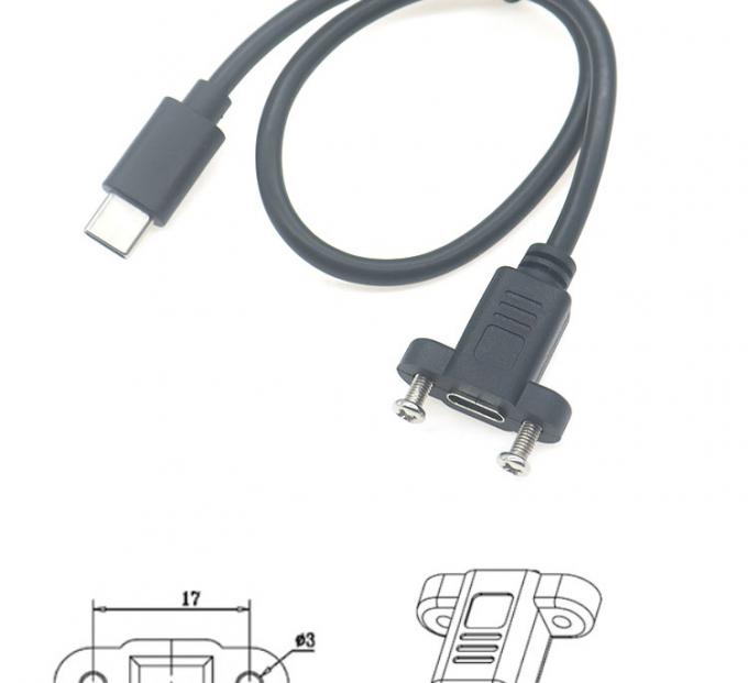 30cm 50cm Montaggio del pannello a vite Maschio a femmina Cavo di estensione USB Tipo C 3.1 2