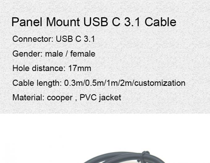 30cm 50cm Montaggio del pannello a vite Maschio a femmina Cavo di estensione USB Tipo C 3.1 1