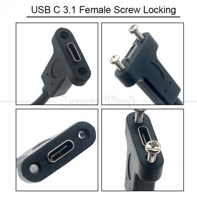 10Gbps 0,3m 1m Maschio a femmina Tipo C 3.1 Pannello montato a vite buco di blocco cavo di estensione USB 2