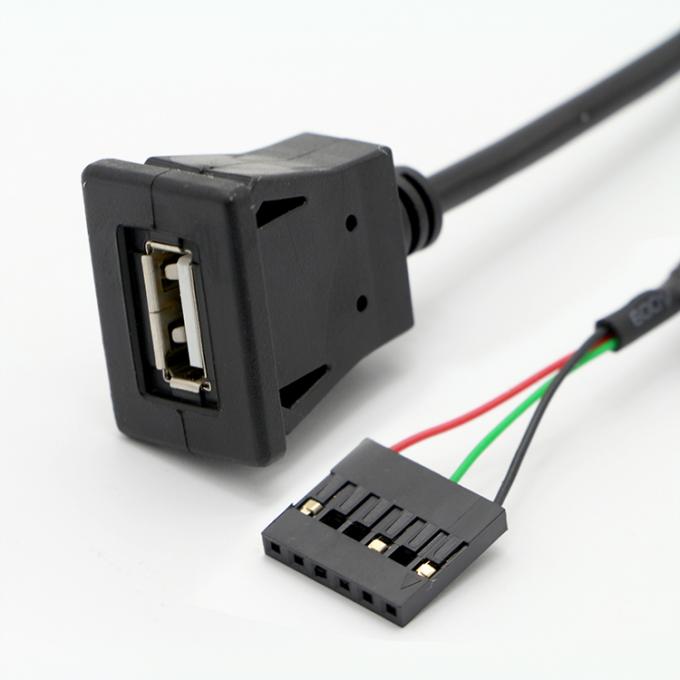 CUSTOM Snap Socket USB 2.0 Un cavo di montaggio a pannello maschile con 6 fili terminale Dupont 2