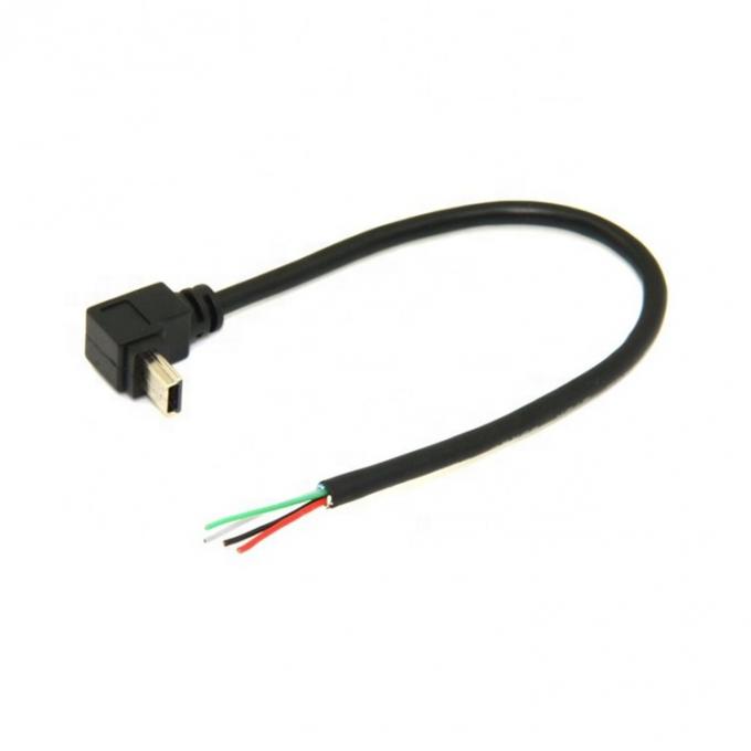 90 gradi verso l'alto verso il basso angolo sinistro destro Mini USB a filo nudo spogliato cavo a coda di porcellino 6