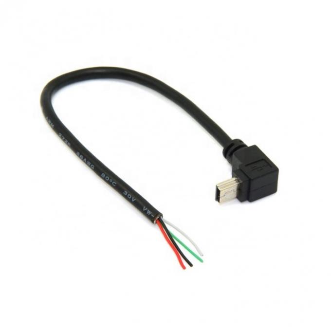 90 gradi verso l'alto verso il basso angolo sinistro destro Mini USB a filo nudo spogliato cavo a coda di porcellino 4