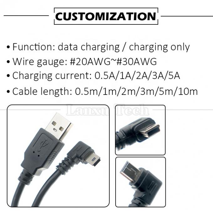 Personalizzazione 90° angolo sinistro USB A Maschio a MINI 5P Cavo USB per PS3 Controller Camera 1