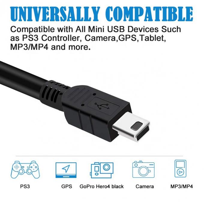 1m 1.5m 2m 3m 5m 10m Caricabatterie USB da maschio a mini B 5P Cavo USB per PS3 Controller Camera 2
