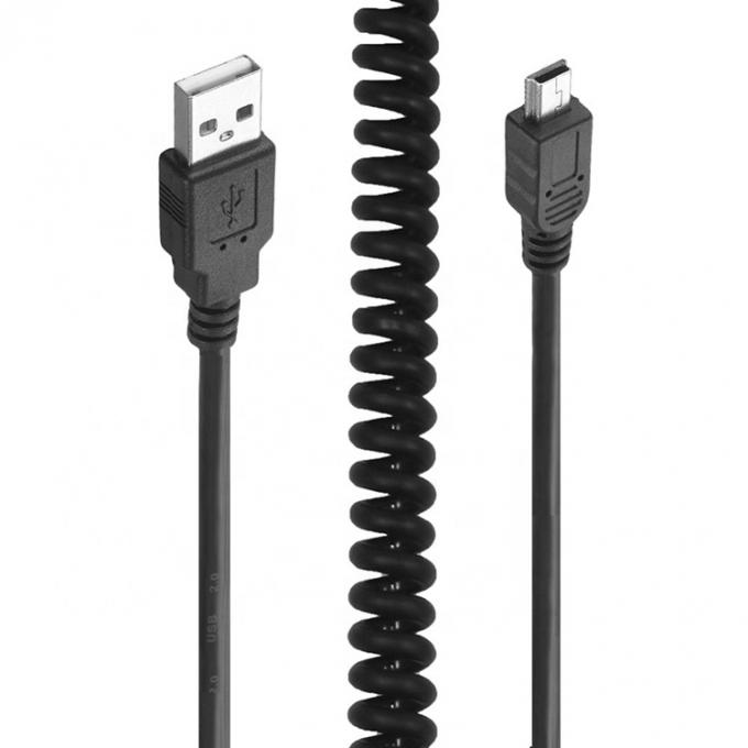 Carica dati a molla di alta qualità Mini USB 2.0 Cable di carica estensione per fotocamera Fotocamera PS3 5