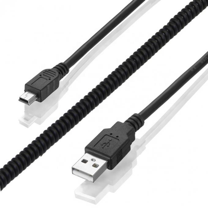 Carica dati a molla di alta qualità Mini USB 2.0 Cable di carica estensione per fotocamera Fotocamera PS3 4
